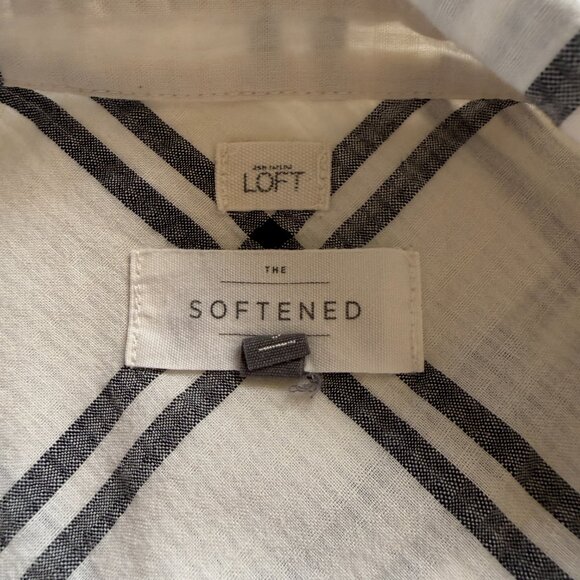 LOFT The Softened off white long sleeve collared button down tunic shirt small - Picture 8 of 10